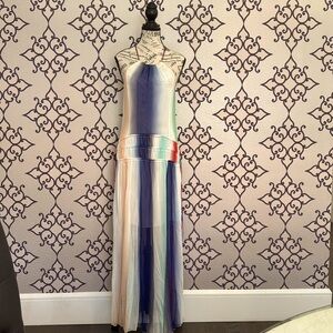 Long maxi colourful dress .